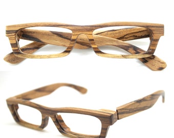 zebra wood custom glasses frame prescription sunglasses TAKEMOTO LOVE-WOOD progressive vintage eyeglasses blue light blocking