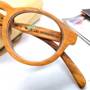 custom prescription progressive eyeglasses THANKS handmade prescription frames olive wood round glasses sunglasses blue light blocking image 5