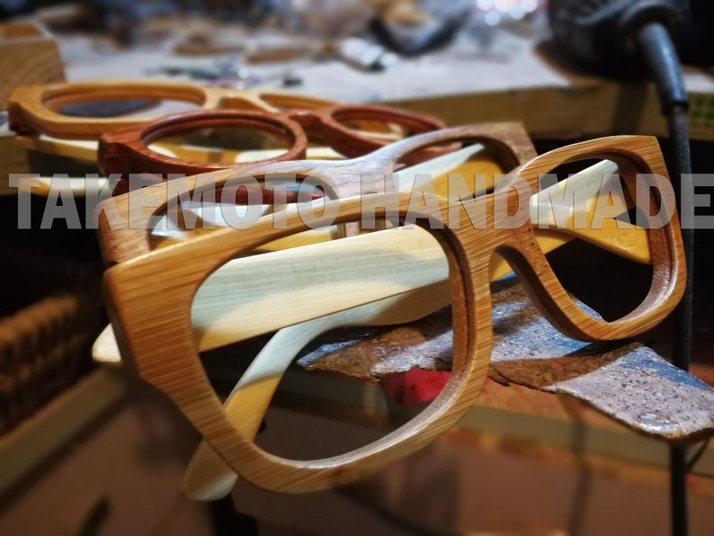Bamboo Eyeglasses Prescription Glasses Sunglassestakemoto Etsy Hong Kong