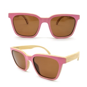 TAKE BY TAKEMOTO pink bamboo prescription progressive wood bamboo glasses sunglasses for women