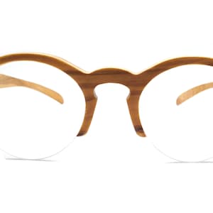 olive wood semi-rimless round THANKS2019  customized handmade prescription sunglasses blue light blocking progressive