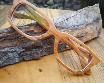 olive wood  prescription eyeglasses AUTUMN by TAKEMOTO handmade glasses sunglasses progressive blue light blocking