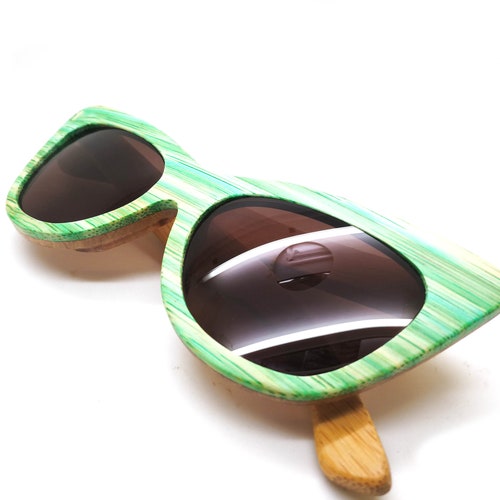 ANGEL2019 green bamboo skateboard wood TAKEMOTO cat eye heart shape round customized handmade sunglasses blue light shops blocking