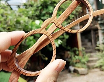 Zebra Wood wooden prescription wood eyeglasses sunglasses Round THANKS by TAKEMOTO  Handmade progressive Glasses blue light blocking