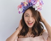 SALE - pink purple white statement flower crown // Leyla / oversized floral headpiece, summer spring garden party