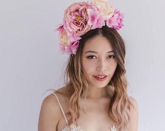spring flower crown // spring racing flower headpiece / spring carnival headpiece / spring races flower fascinator / pink flower crown