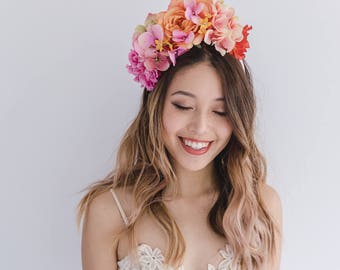 bright spring flower crown // spring racing flower headpiece / spring carnival headpiece / spring races flower fascinator / spring headband