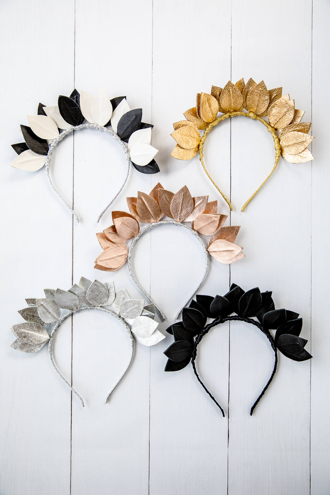 Gold leather leaf crown Fascinator // Metallic gold leaf crown Etsy