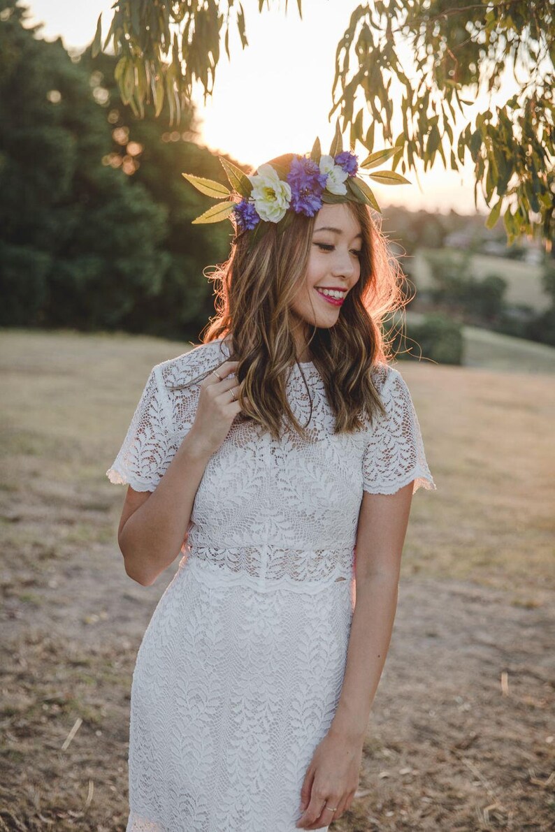 Blue and cream flower crown // blue cornflower flower
