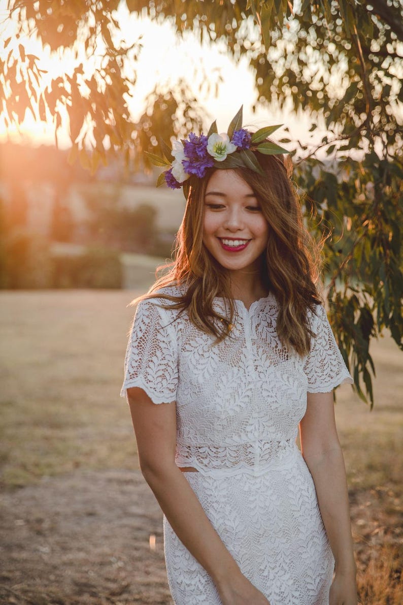 Blue and cream flower crown // blue cornflower flower