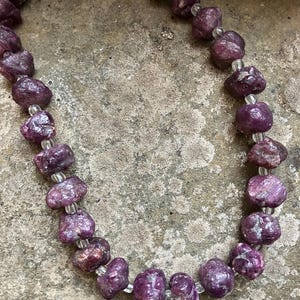 Raw Purple Ruby Nuggets Handmade Necklace (As Is)