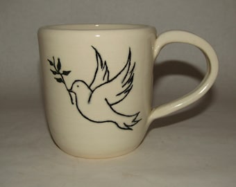 Stoneware Mug, coffee mug, hand painted, pottery mug, ceramic mug, made in USA