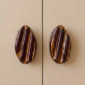 Handmade Ceramic Cabinet Handles – Sculptural Brown & Amber. Price per 1 piece.