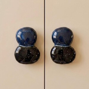 Galaxy Ceramic Knobs Set of 2, Deep Space Dresser Drawer Pulls, Handcrafted Celestial Cabinet Handles, High-Fired Pottery Hardware M4
