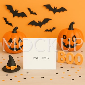 6 x 6 Halloween-kaartmodel, leuk en spookachtig thema, lege vierkante kaart voor Halloween-berichten – hoogwaardige digitale download, Halloween-model
