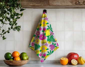 Floral Geschirrtuch, Bio-Baumwolle Hanf oder Baumwolle Leinen Canvas