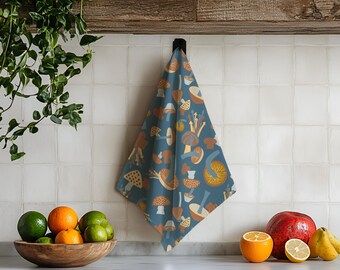 Stimmungsvolle Pilz Geschirrtücher, Bio-Baumwolle Hanf oder Baumwolle Leinen Canvas