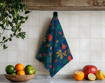 Botanische Eleganz Geschirrtuch, Bio-Baumwolle Hanf oder Baumwolle Leinen Canvas