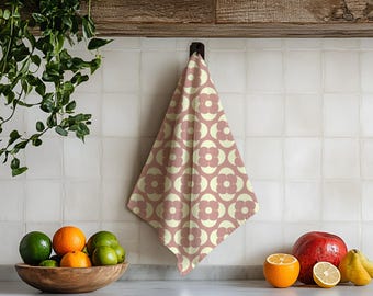 Rosa Geschirrtuch Blume, Bio-Baumwolle Hanf oder Baumwolle Leinen Canvas