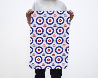 Rock the House Curling Tea Towel – Curling House & Rock Print Kitchen Towel – Canadian Sports Decor – Gift for Curlers