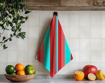 Rot und Blau gestreift Geschirrtuch