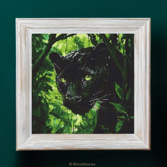 Black Panther in jungle kruissteekpatroon pdf download afdrukbare