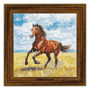 Brown Horse in Field Cross Stitch Pattern PDF Download Printable Animals Equestrian Embroidery Horses Cross Stitch Patterns Brown Horse