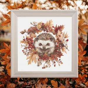 Herbst Igel Kreuzstichmuster PDF Download Druckbare Herbst Igel Kreuzstichmuster Niedliche Waldtiere Kreuzstichmuster