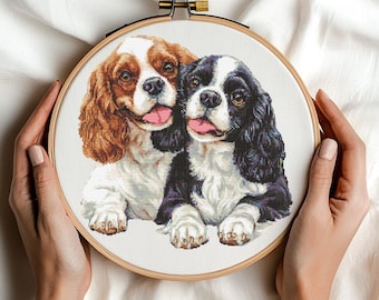 Cavalier King Charles Spaniel Friends Cross Stitch Pattern PDF Download Cavalier King Charles Spaniel Cross Stitch Patterns Dog Cross Stitch