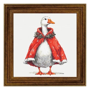 Christmas Goose Cross Stitch Pattern PDF Download Printable Bird Vintage Christmas Embroidery Festive Winter Holiday Xstitch Pattern Keeper