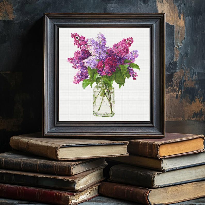 Lilacs in Vase Cross Stitch Pattern PDF Download Printable Lilacs Cross ...