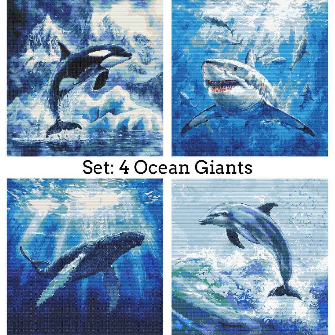 Ocean Giants Cross Stitch Patterns PDF Download Printable Shark