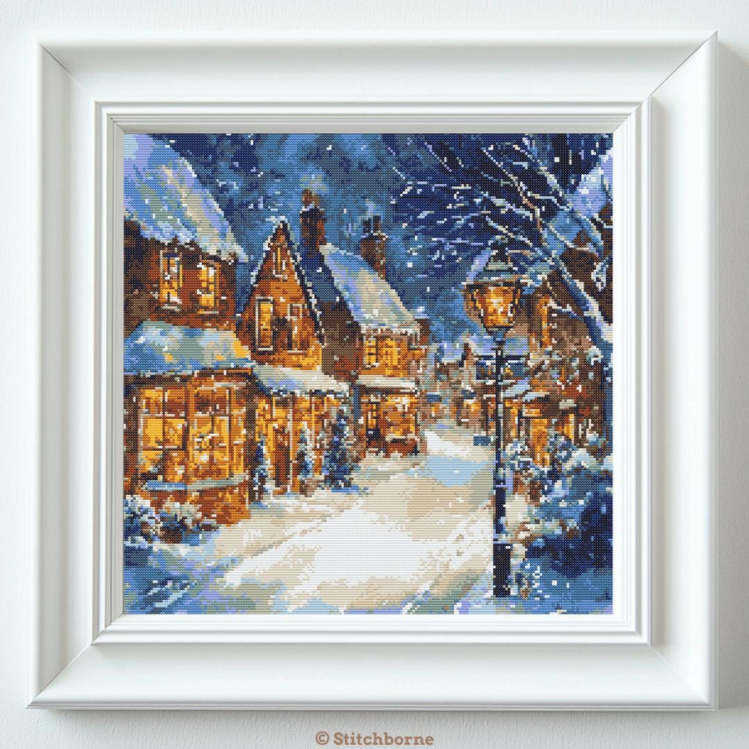 Snowy Winter Village Cross Stitch Pattern PDF Download Printable ...