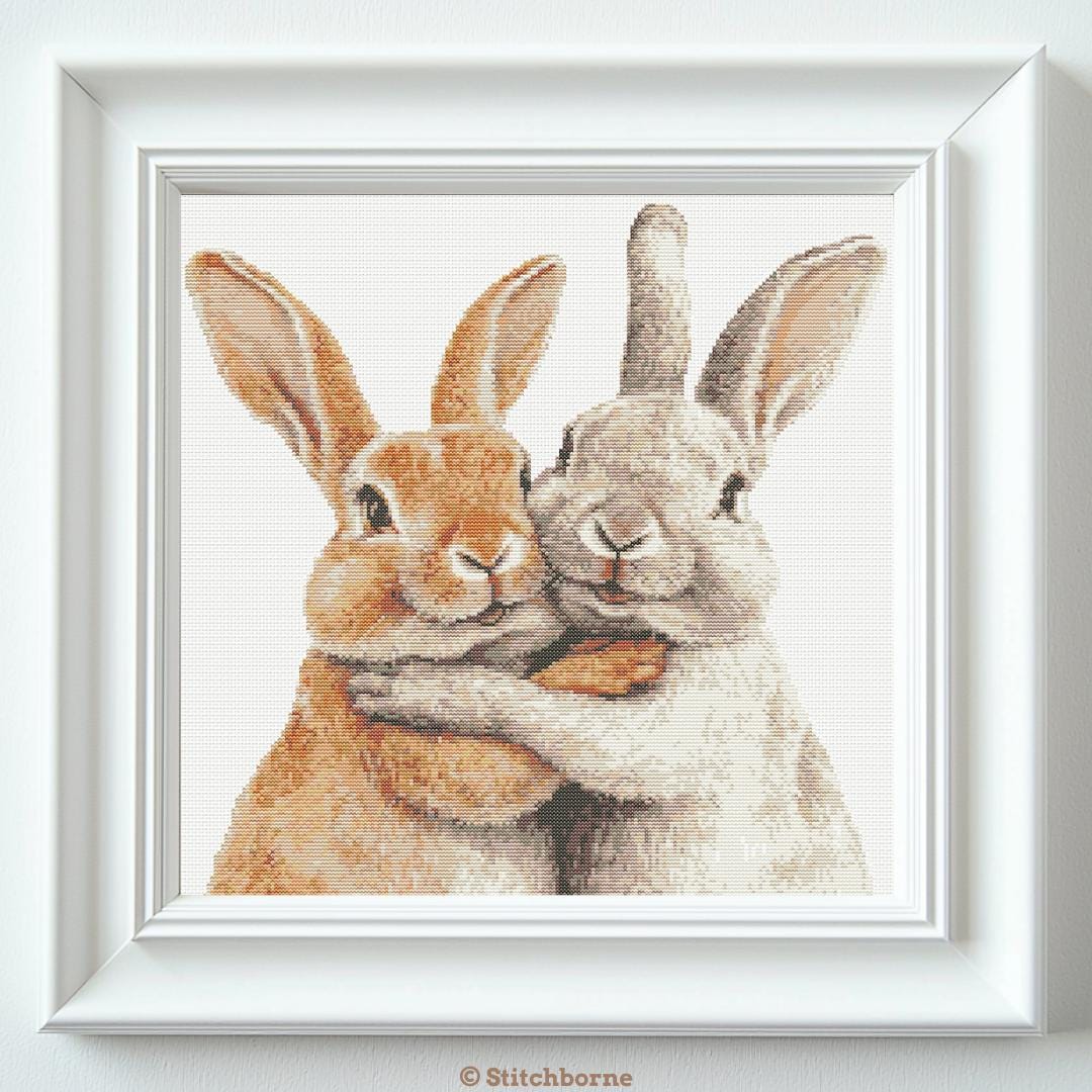 Rabbit Friends Cross Stitch Pattern PDF Digital Download Two Rabbits ...