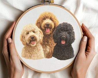 Three Goldendoodles Cross Stitch Pattern PDF Download Goldendoodle Cross Stitch Pattern Golden Doodle Cross Stitch Pattern Cute Dogs Pattern