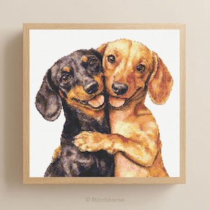 Schema punto croce bassotto amici PDF Scarica Schemi punto croce bassotto stampabili Schema cane bassotto marrone e nero