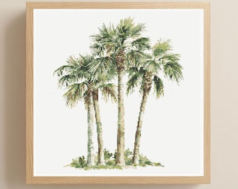 Palm Trees Cross Stitch Pattern, Summer Cross Stitch, PDF Digital Download