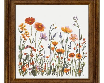 Autumn Wildflowers Cross Stitch Pattern PDF Download Printable Fall Flowers Vintage Embroidery Botanical Floral Xstitch Pattern Keeper