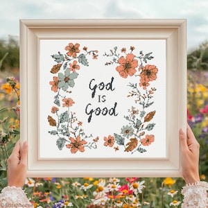 God is Good Cross Stitch Pattern PDF Download Printable Christian Cross Stitch Pattern Bible Quote Embroidery Scripture Verse Pattern Keeper