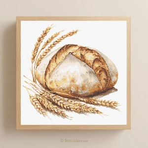 Bread and Wheat Cross Stitch Pattern, Food Cross Stitch, PDF Digital Download
