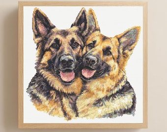German Shepherd Friends Cross Stitch Pattern PDF Download Printable German Shepherd Cross Stitch Patterns Shepherd Dog Cross Stitch Patterns