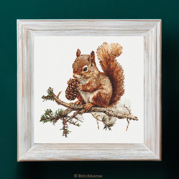 Squirrel on Winter Branch Cross Stitch Pattern PDF Download Printable Winter Squirrel Cross Stitch Patterns Forest Animals Cross Stitch