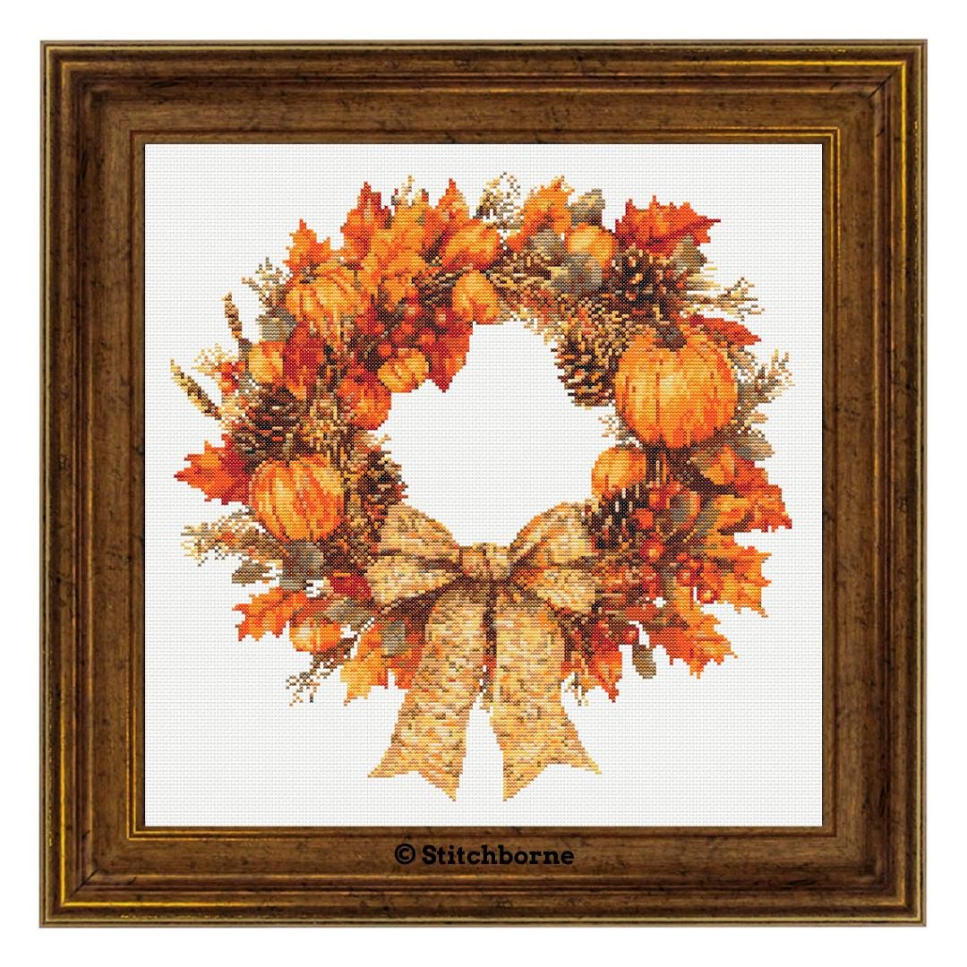Beautiful Autumn Wreath Cross Stitch Pattern PDF Download Printable ...