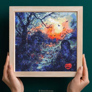 Halloween Graveyard Cross Stitch Pattern PDF Download Printable Full Moon Night Spooky Cemetery Embroidery Halloween Cross Stitch Patterns