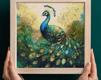 Elegant Peacock Cross Stitch Pattern PDF Download Printable Vintage Peacock Embroidery Birds Cross Stitch Patterns Beautiful Peacocks