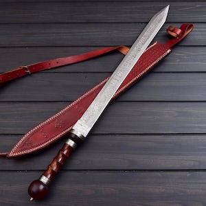 Custom Damascus Steel Sword | Medieval Fantasy Display Piece | Handmade Viking Style Sword | Perfect Decor Gift for Him | personalized Gifts