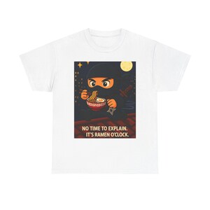 Japanese Midnight Ramen Ninja with Black Cat Tee - Perfect Gift for Food Lovers, Casual Wear, Anime Fans,  Men's Women's Tee