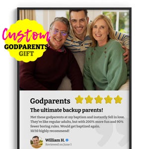 Poster personnalisé d'évaluation du cadeau pour les parrains et marraines