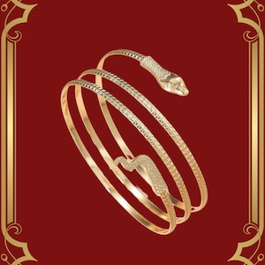 Gold Snake Arm Cuff: Adjustable Serpent Bracelet, Boho Festival Jewelry