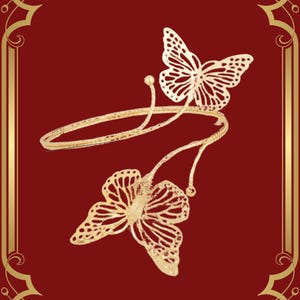 Gold Butterfly Arm Cuff: Adjustable Boho Festival Jewelry